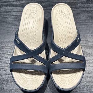 Navy Blue Slip On Croc Sandals